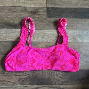 Raisins pink ruffle strap bikini top M
